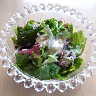 海藻とハムのヨーグルトドレッシングサラダ